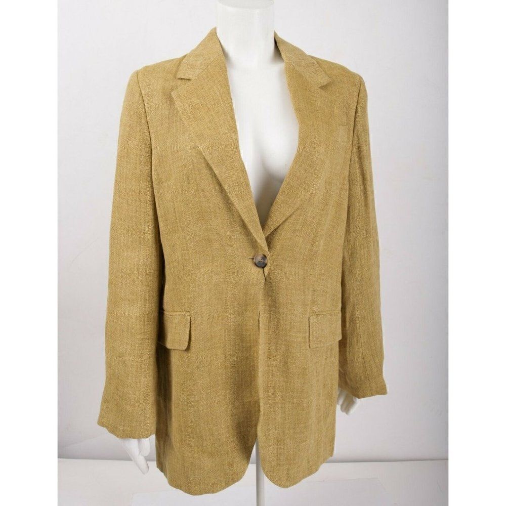 Zara Womans Oversized Suit Jacket Blazer Size S Brown Tan Linen 7827/794 NWT